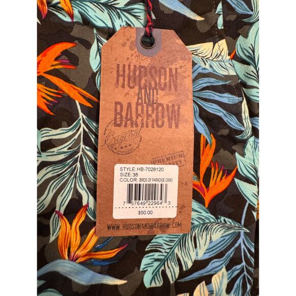 NWT Hudson and Barrow Men's Chino Casual Tropical Print Shorts Multicolor Size38 - Picture 8 of 8